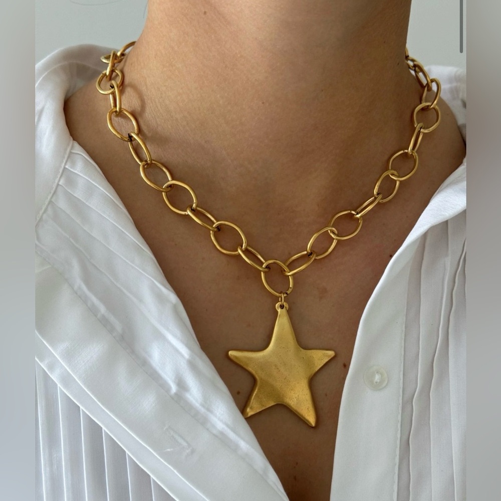 ALV jeeps chunky gold link chain star necklace
